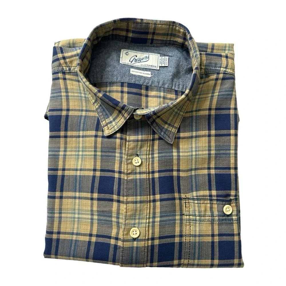 Grayers Men's Plaid Shirt XXL - 100% Cotton, Collared, Short Sleeves, Multicolor - Picture 10 of 11